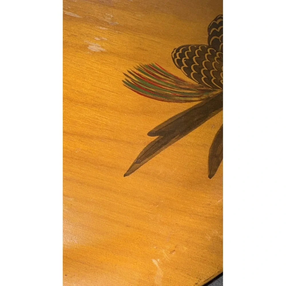 Vtg Wooden Platter Plate Pinecones Round Countrycore Cabincore Rustic 12